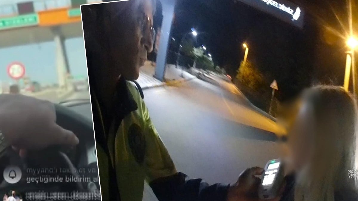 Ehliyetine el konulan kadın direksiyon başından canlı yayın açtı Ehliyetine el konulan kadın direksiyon başından canlı yayın açtı