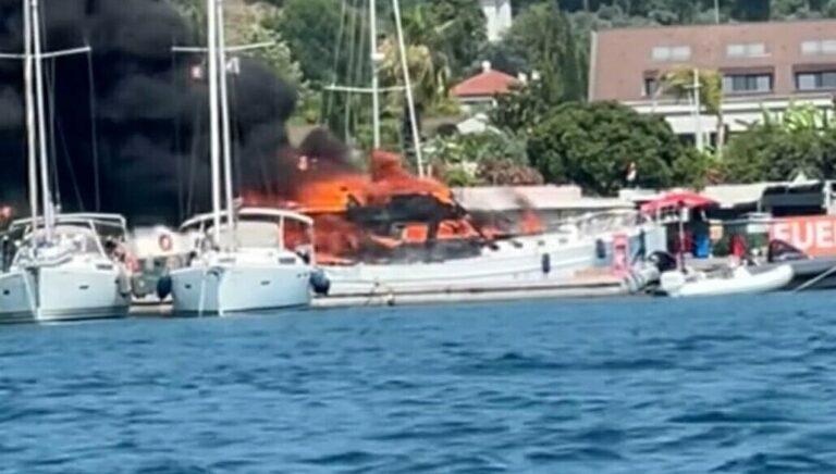 Muğla’da yat yangını Muğla’da yat yangını